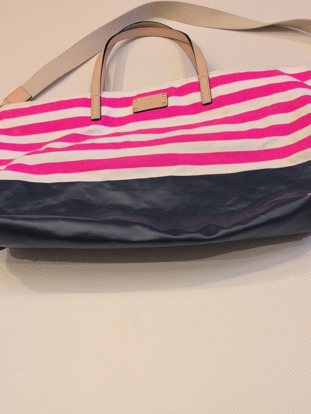 Kate Spade Striped Pink and Navy Women's Tote Bag